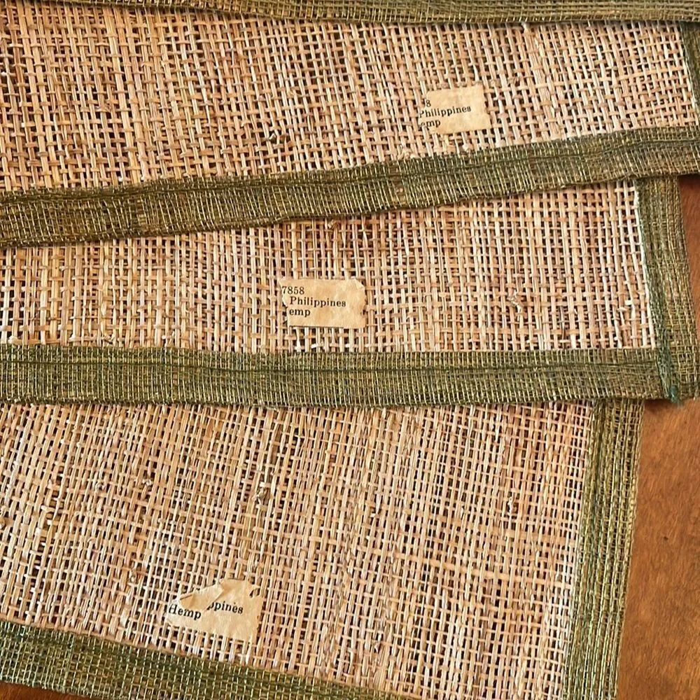 Set of 4 Vintage Hemp Embroidered Placemats